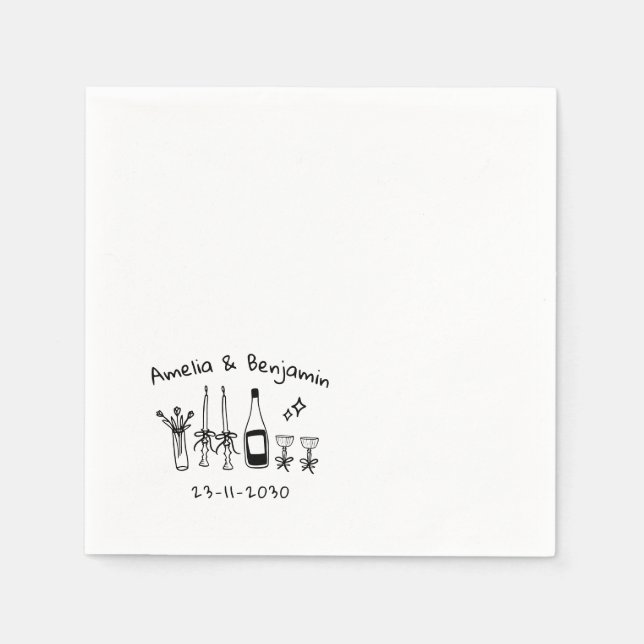 Guardanapo De Papel Recepção de Casamento Custom divertida desenhada à (Frente)