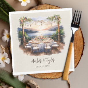 Guardanapo De Papel Recepção de casamento de Luzes Russas de Praia Sun