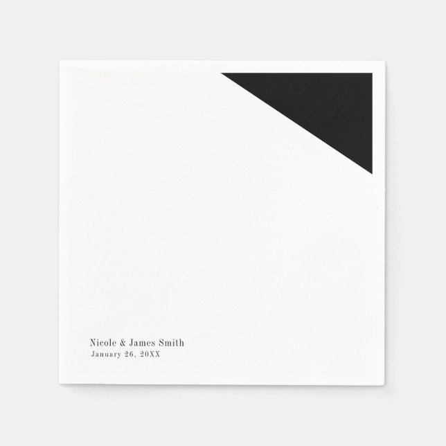 Guardanapo De Papel Recepção de casamento de triângulo preto e branco (Frente)