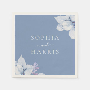 Guardanapo De Papel Recepção de casamento Floral Azul Elegante