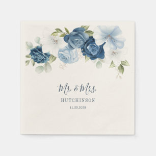 Guardanapo De Papel Recepção de casamento Floral Dusty Blue Greenery