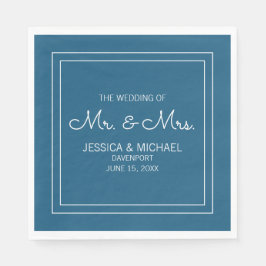 Guardanapo De Papel Recepção de Casamento Moderna Elegante Chic Azul B