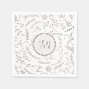 Guardanapo De Papel Recepção de Casamento Rústico com Folhas Florais P