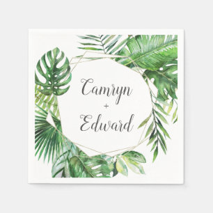 Guardanapo De Papel Recepção de casamento tropical selvagem da palma
