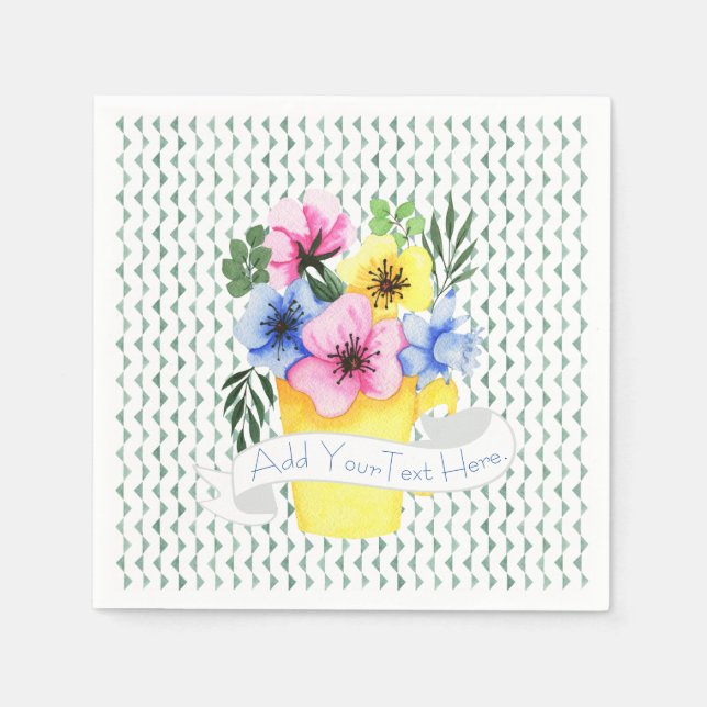 Guardanapo De Papel Recipiente Amarelo Com Penseiras Pastel (Frente)