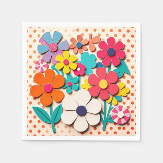 Guardanapo De Papel Recortes Gráficos Florais dos anos 60