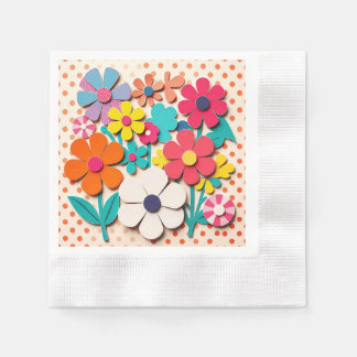 Guardanapo De Papel Recortes Gráficos Florais dos anos 60
