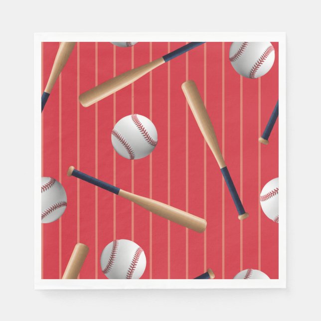 Guardanapo De Papel Red and Blue Baseball Birthday  (Frente)