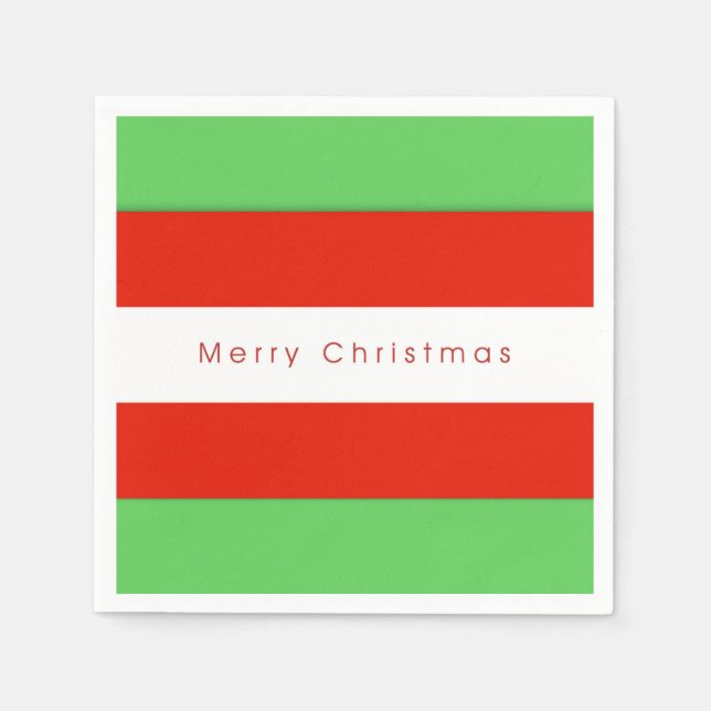 Guardanapo De Papel Red and Green Bold Stripes Feliz Natal (Frente)