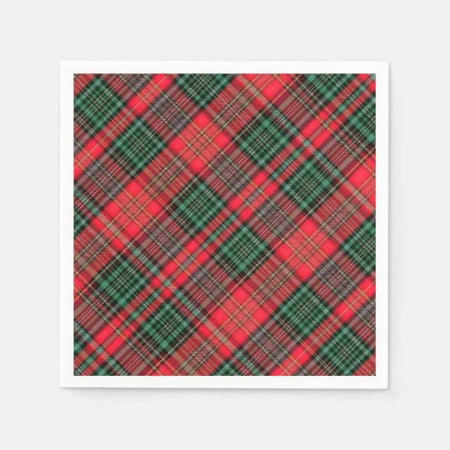 Guardanapo De Papel Red and Green Scottish Diagonal Tartan Plaid (Frente)