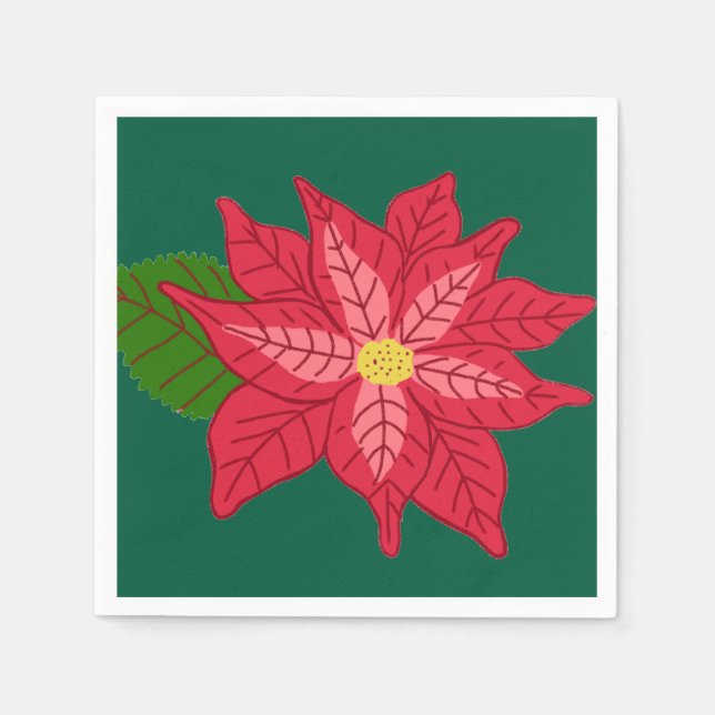 Guardanapo De Papel Red and Pink Christmas Poinsettia (Frente)