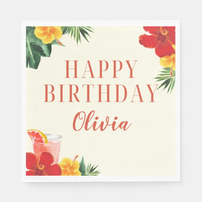 Guardanapo De Papel Red and Yellow Cocktail Birthday Party (Frente)