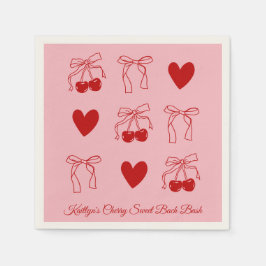 Guardanapo De Papel Red Arco Cherry Sweet Festa de solteira Napkins