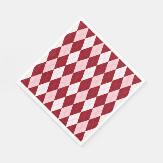 Guardanapo De Papel Red Argyle Crimson Cor-de-rosa Pequeno Forma de Di