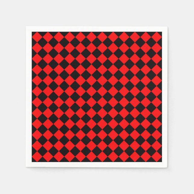 Guardanapo De Papel Red Black Checker Diamond Pattern (Frente)