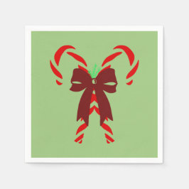 Guardanapo De Papel Red Candy Canes with Pine Needles & Bow