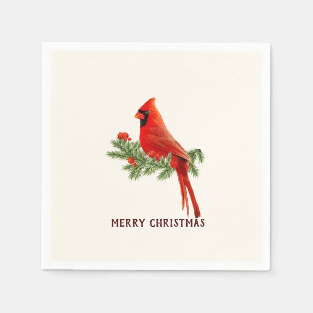 Guardanapo De Papel Red Cardinho Bird Feliz Papel de Natal Napkin (Frente)
