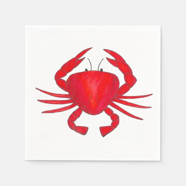 Guardanapo De Papel Red Crab Baltimore Maryland Crabs Beach Napkins (Frente)