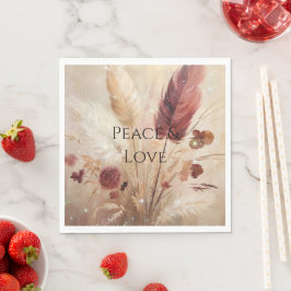 Guardanapo De Papel Red Cream Boho Feather Floral