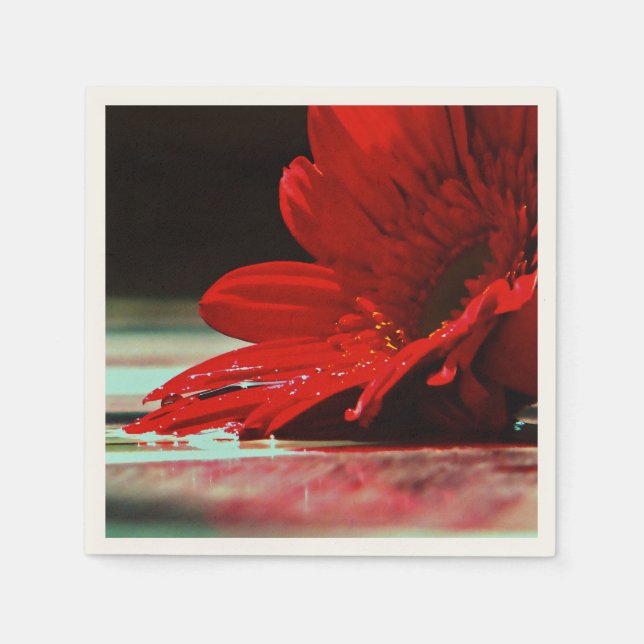 Guardanapo De Papel Red Daisy Gerbera Flower (Frente)