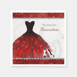 Guardanapo De Papel Red Diamond Sparkle Glam Quinceañera