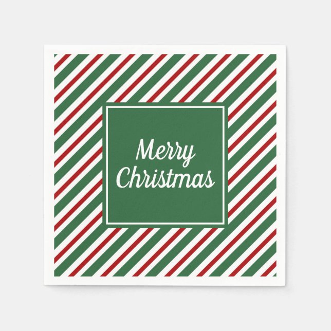 Guardanapo De Papel Red E Green Script Modernos Feliz Natal (Frente)