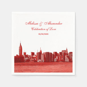 Guardanapo De Papel Red Etch Look NYC Skyline Silhouette, ESB nº 1