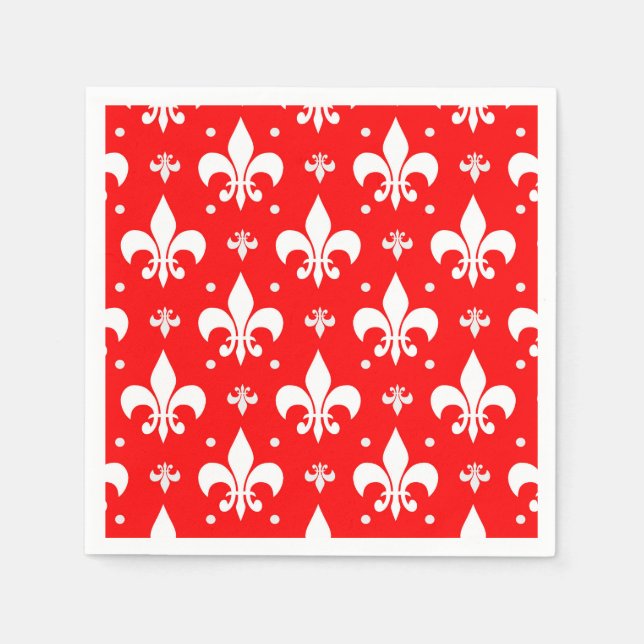 Guardanapo De Papel Red Fleur-de-lis Design (Frente)