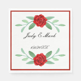 Guardanapo De Papel Red Floral Greenerage Foliage Paper Napkins