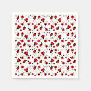 Guardanapo De Papel Red Floral Ladybugs