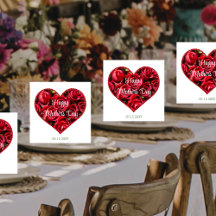 Red Floral Modern Elegant Party - Feliz dia de as 