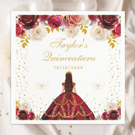 Guardanapo De Papel Red Floral Princess Quinceañera