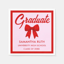 Guardanapo De Papel Red Gingham Bow Graduation Party