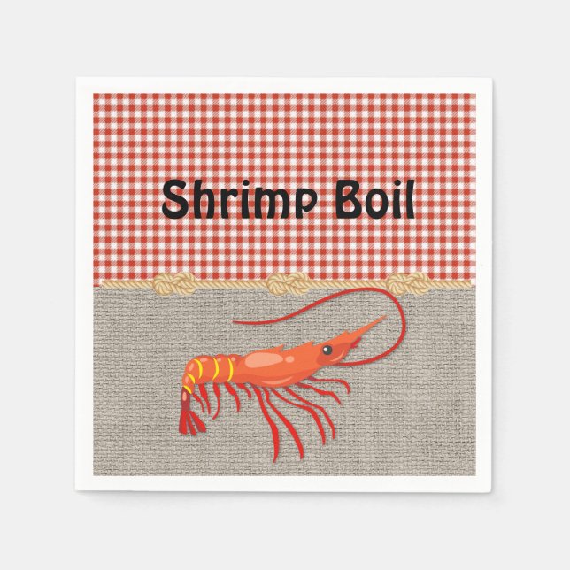 Guardanapo De Papel Red Gingham Burlap Rope Shrimp Boil (Frente)