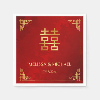 Guardanapo De Papel   Red  Gold Chinese Wedding Custom 