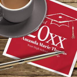Guardanapo De Papel Red Graduation Script Name Class Year Design