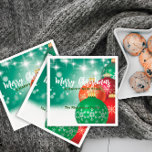 Guardanapo De Papel Red Green Christmas Baubles Winter Wonderland<br><div class="desc">Design de guardanapo de papel de Natal personalizado, com bolhas de Natal vermelhas e verdes sobre um fundo verde-cinzento de neve. O texto é totalmente personalizável. Para alterá-la, use a opção Personalizar. Para obter mais alterações, como alterações na fonte, cor da fonte ou layout de texto, use a opção Editar...</div>