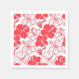 Guardanapo De Papel Red Hibiscus Flor Havaiana Padrão Napkins