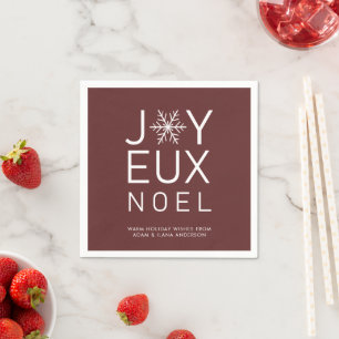 Guardanapo De Papel Red Joyeux Noel Minimalist Holiday Paper Napkin