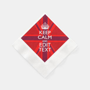 Guardanapo De Papel Red Keep Calm Have Your Text on Union Jack Flag