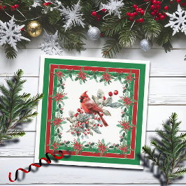 Guardanapo De Papel Red Mockingbird Poinsettia Green