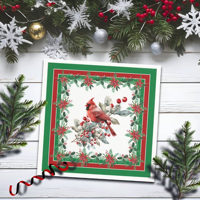 Guardanapo De Papel Red Mockingbird Poinsettia Green (Criador carregado)