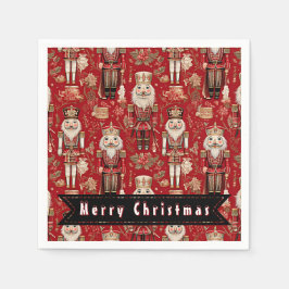 Guardanapo De Papel Red Nutcrackers Padrão Feliz Natal