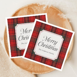 Guardanapo De Papel Red Plaid Merry Christmas