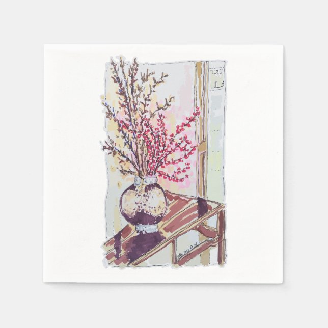 Guardanapo De Papel Red Plum Blossoms (Frente)