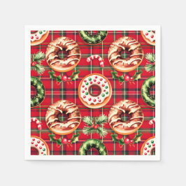 Guardanapo De Papel Red Retro Natal Rosquinhas Red Tartan Xadrez