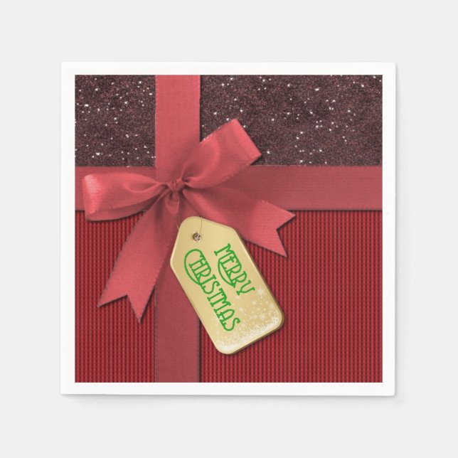 Guardanapo De Papel Red Ribbon Felry Natal Bonito Napkins (Frente)