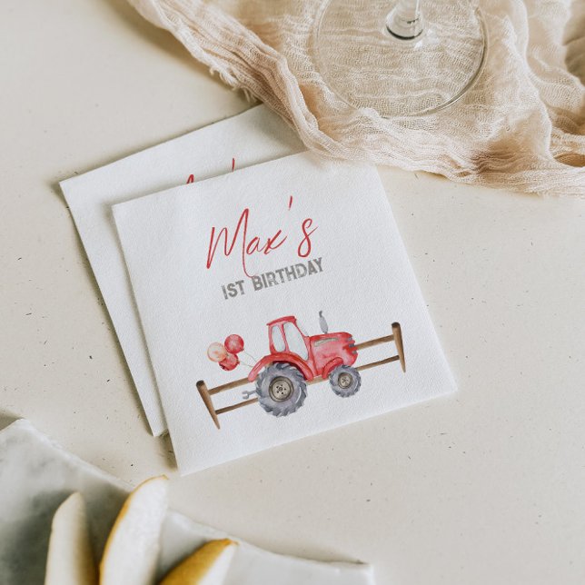 Guardanapo De Papel Red Trator Birthday Napkins (Criador carregado)