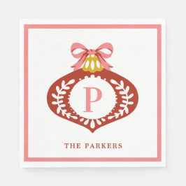 Guardanapo De Papel Red Vintage Monograma Enfeites de natal Napkins