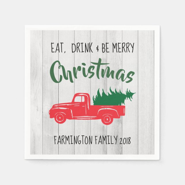 Guardanapo De Papel Red Vintage Truck Russo Livro de Natal Napkin (Frente)